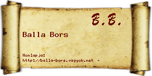 Balla Bors névjegykártya